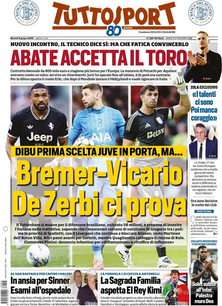 Capa Tuttosport - 2026-06-09
