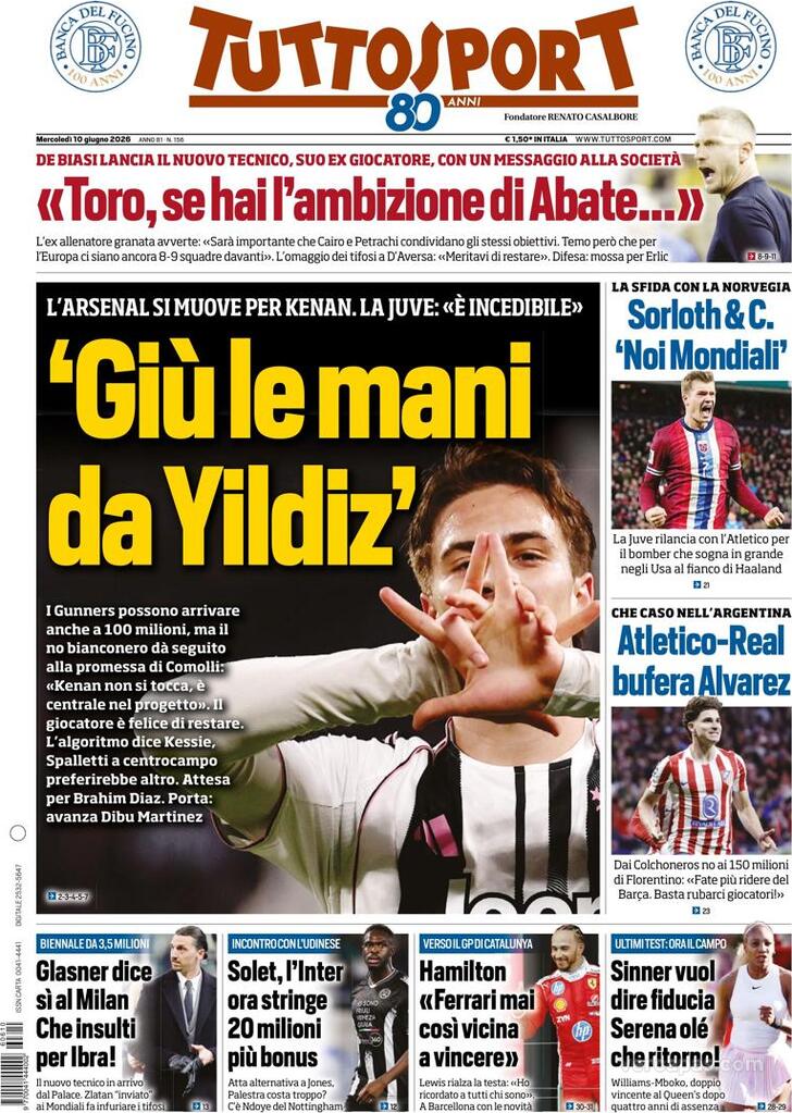 Capa Tuttosport - 2026-06-10