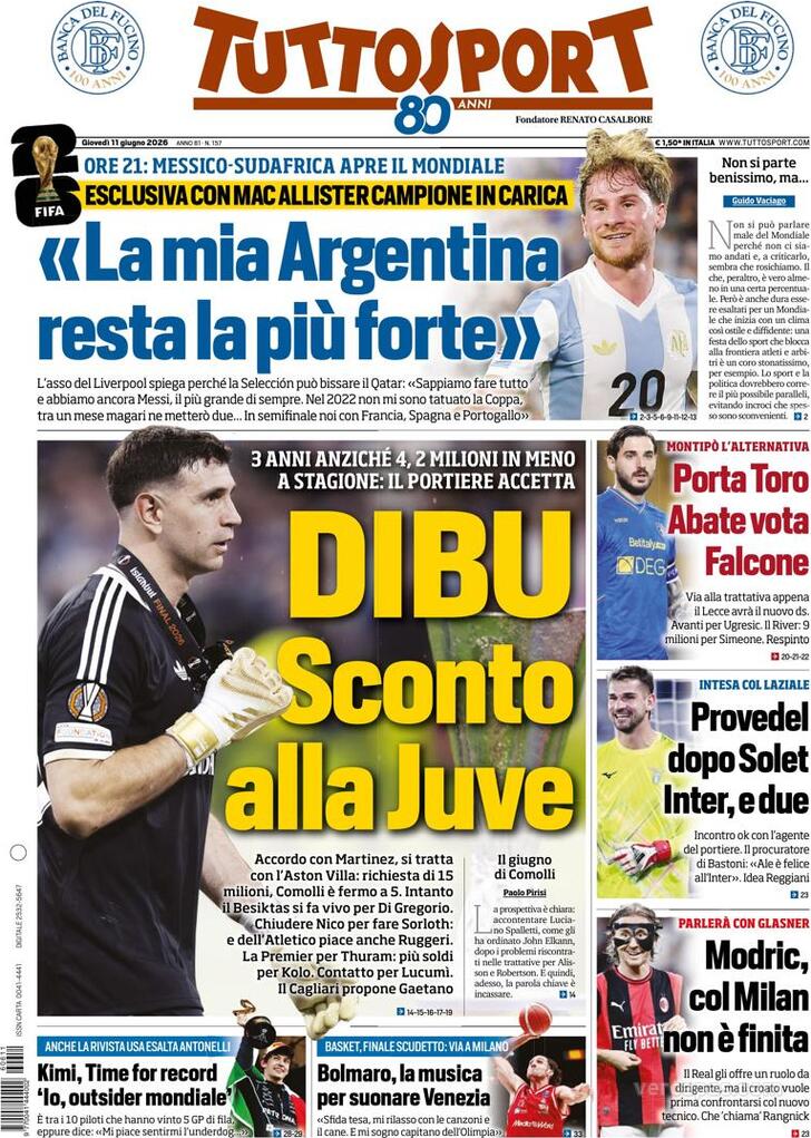 Capa Tuttosport - 2026-06-11