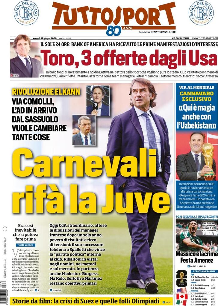 Capa Tuttosport - 2026-06-12