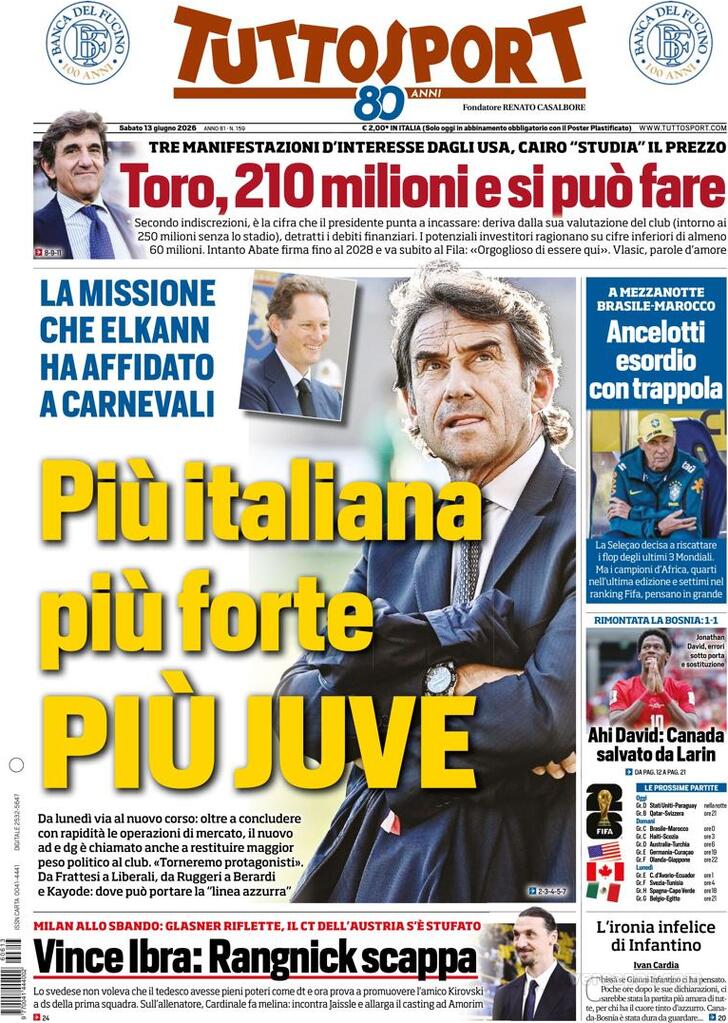 Capa Tuttosport - 2026-06-13