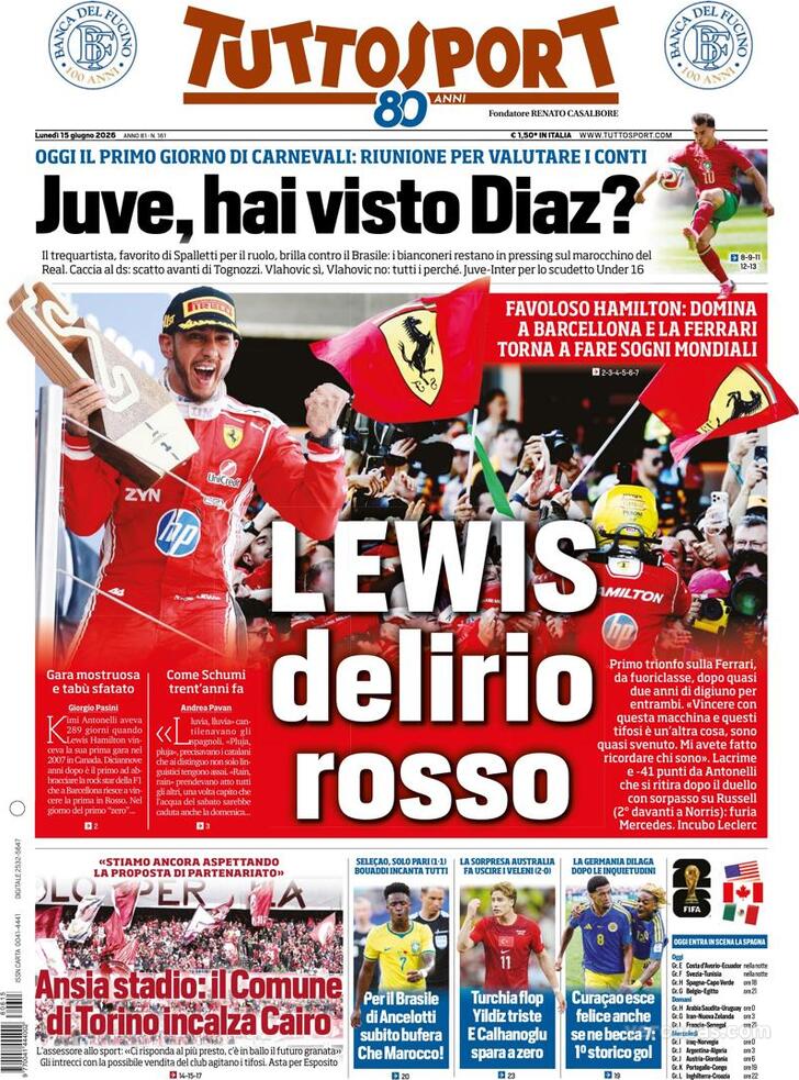 Capa Tuttosport - 2026-06-15