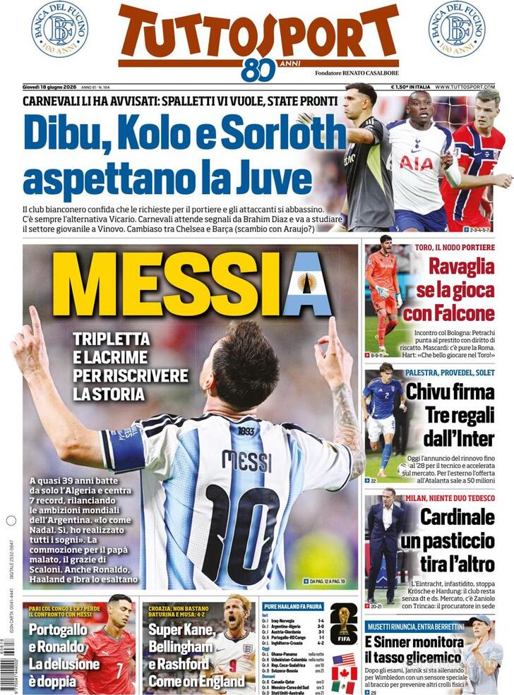 Capa Tuttosport - 2026-06-18