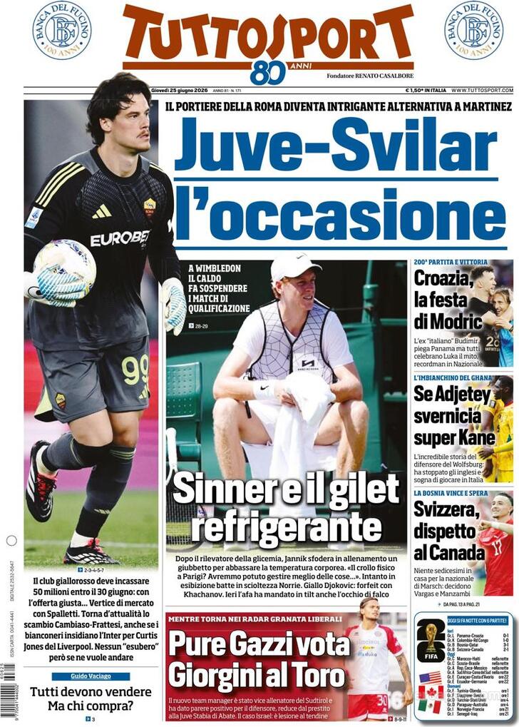 Capa Tuttosport - 2026-06-25