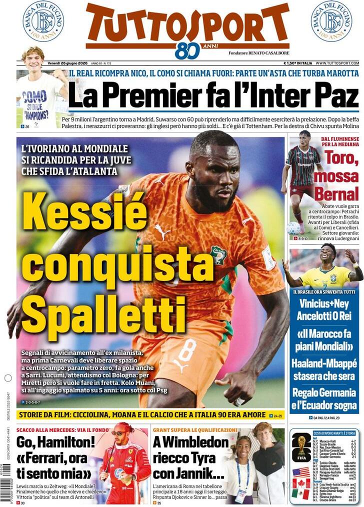 Capa Tuttosport - 2026-06-26