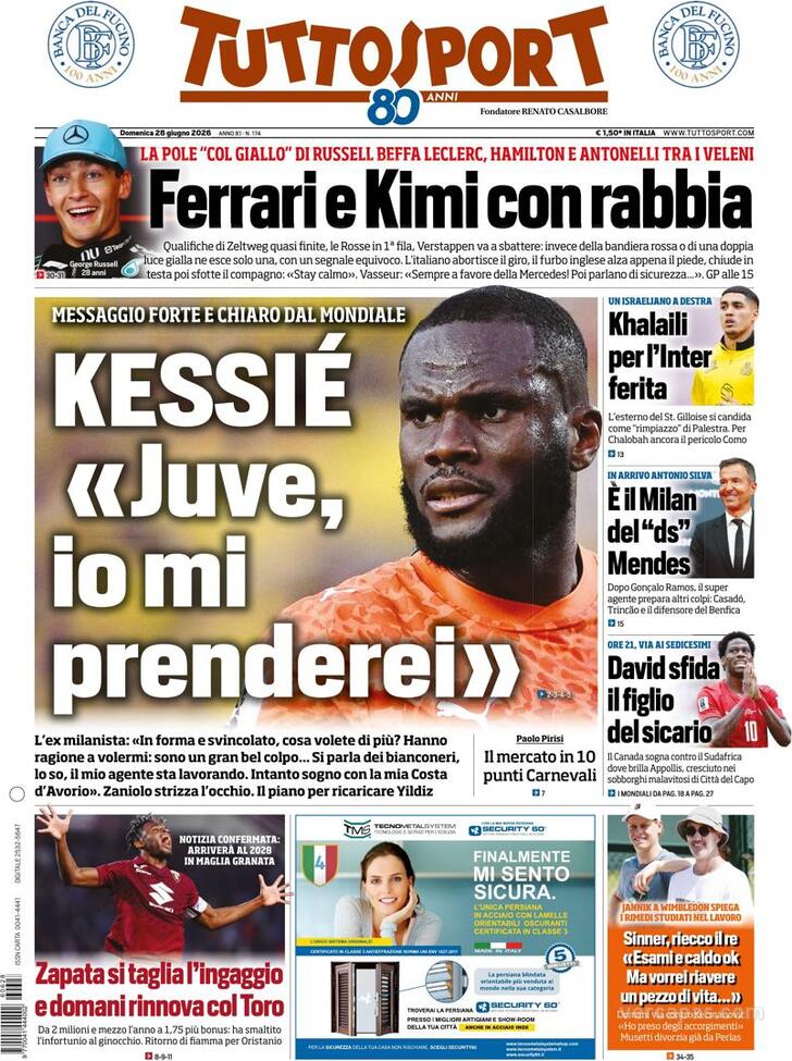 Capa Tuttosport - 2026-06-28