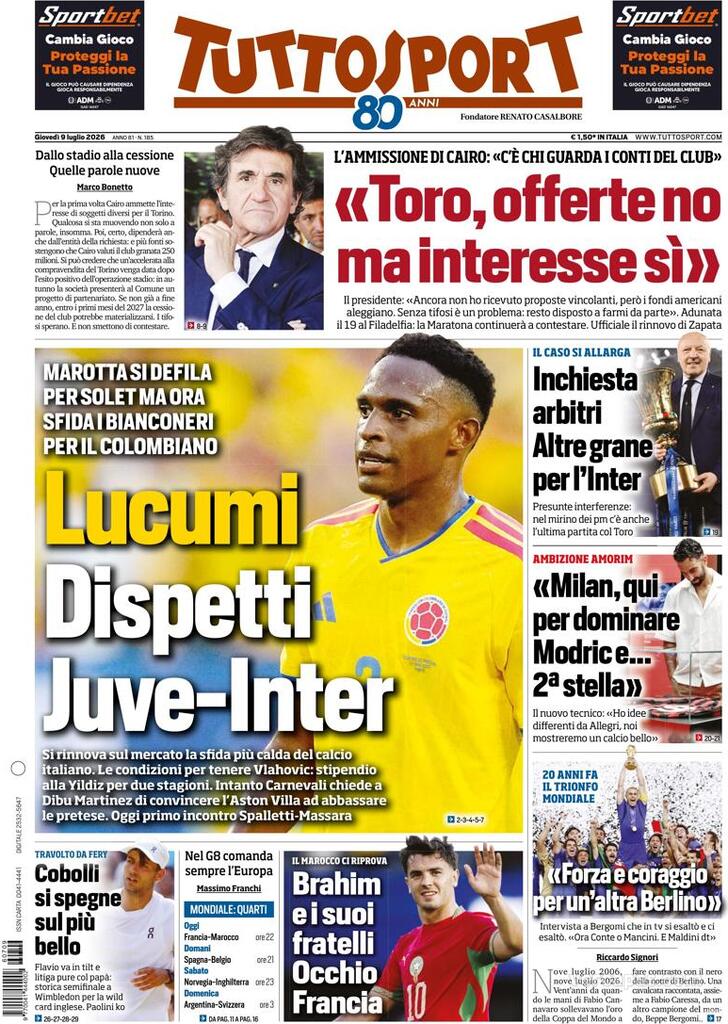 Capa Tuttosport - 2026-07-09