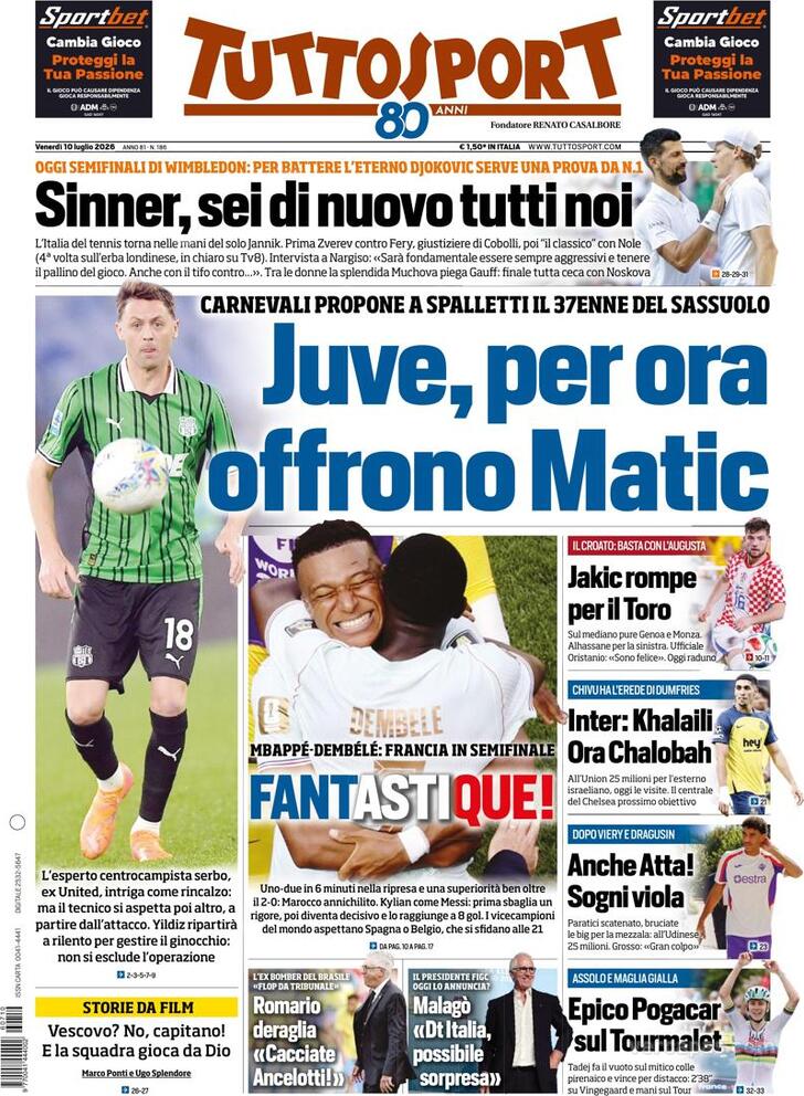 Capa Tuttosport - 2026-07-10