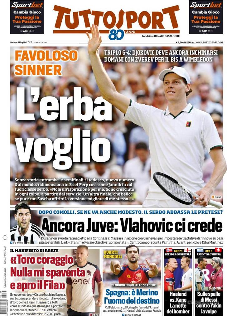 Capa Tuttosport - 2026-07-11