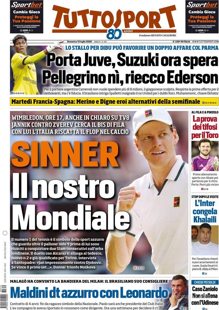 Capa Tuttosport - 2026-07-12