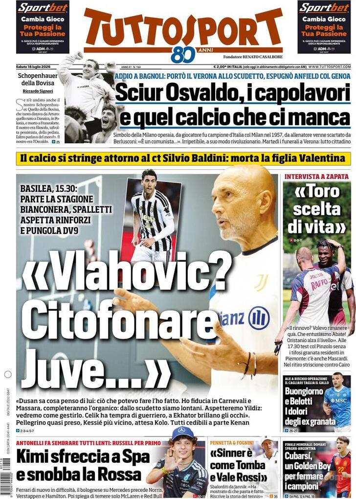 Capa Tuttosport - 2026-07-18