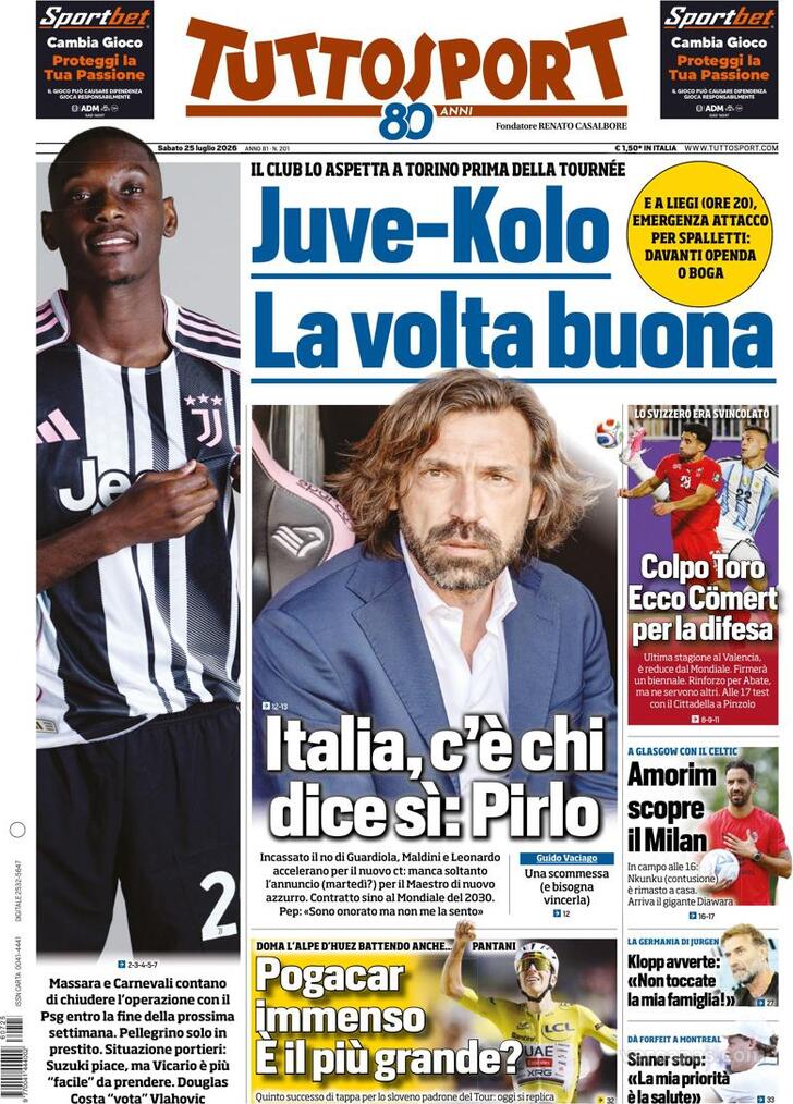 Capa Tuttosport - 2026-07-25