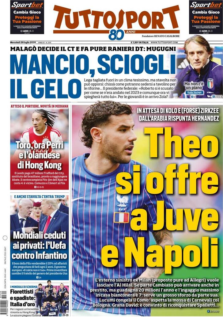 Capa Tuttosport - 2026-07-29