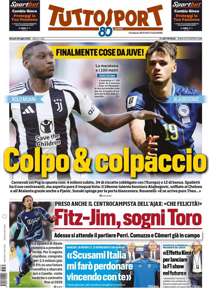 Capa Tuttosport - 2026-07-30