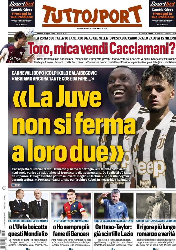 Capa Tuttosport - 2026-07-31