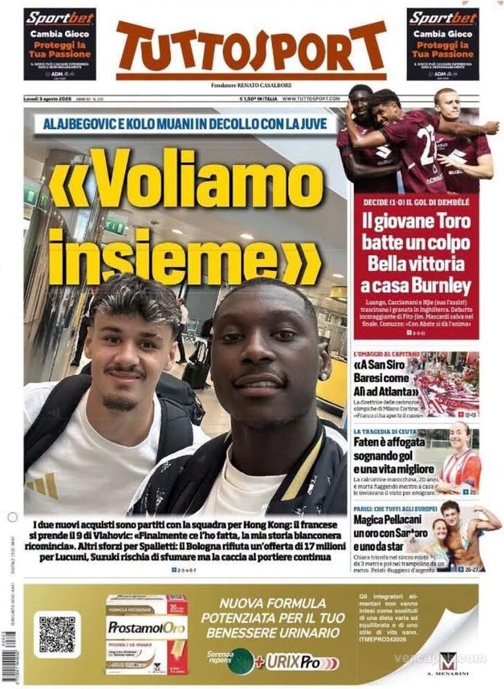 Capa Tuttosport - 2026-08-03