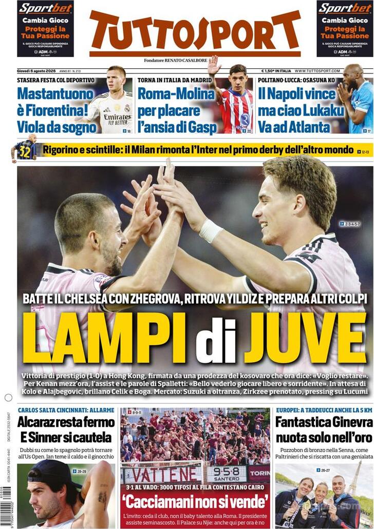 Capa Tuttosport - 2026-08-06
