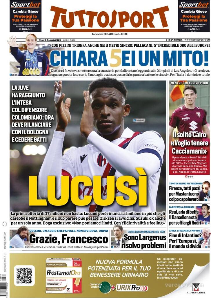 Capa Tuttosport - 2026-08-07