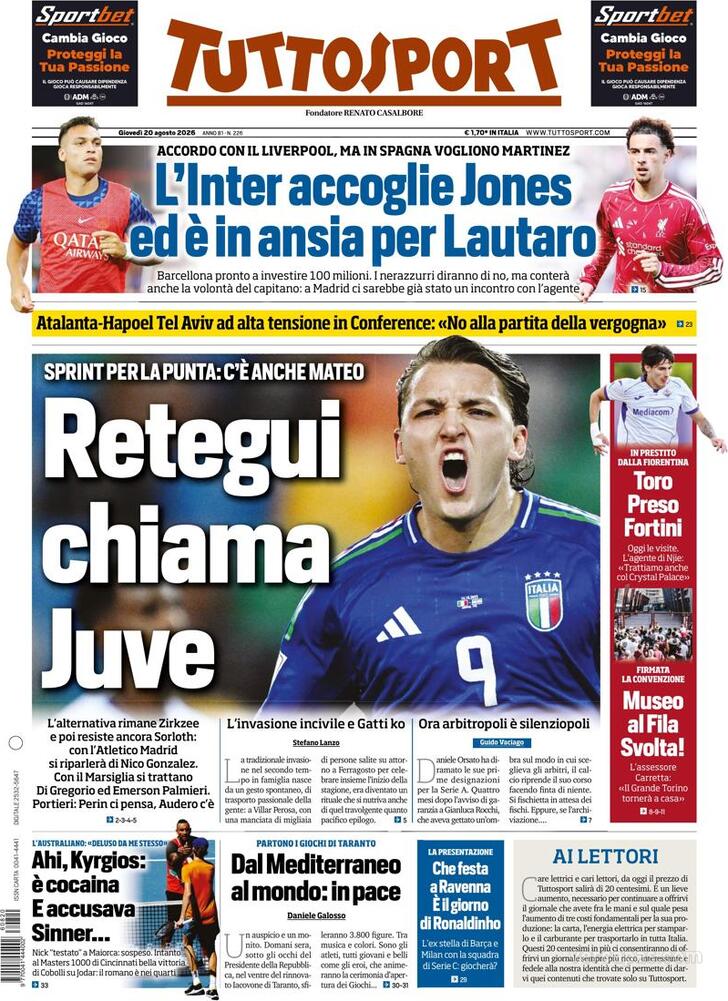Capa Tuttosport - 2026-08-24