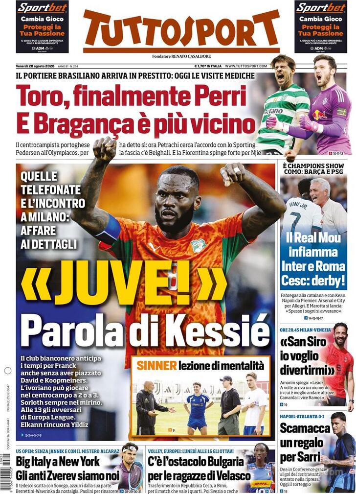 Capa Tuttosport - 2026-08-28