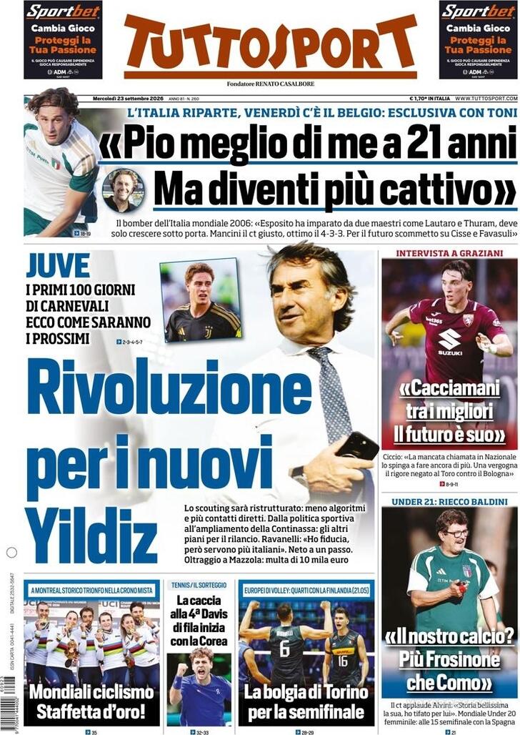 Capa Tuttosport - 2026-09-23