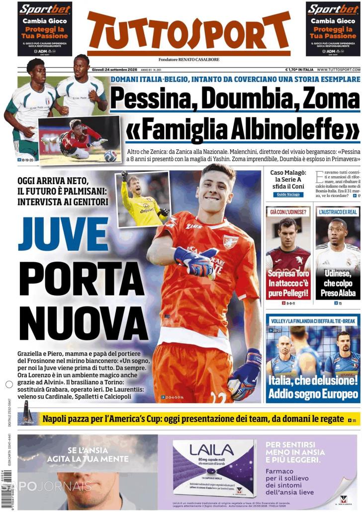 Capa Tuttosport - 2026-09-24