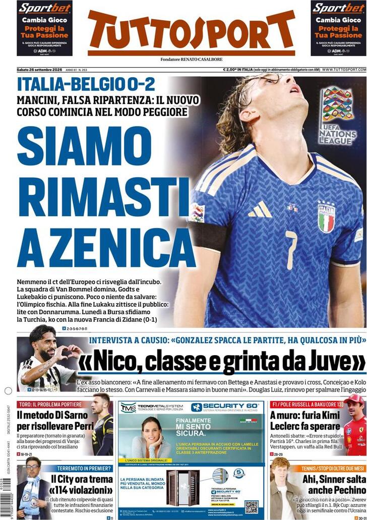Capa Tuttosport - 2026-09-26