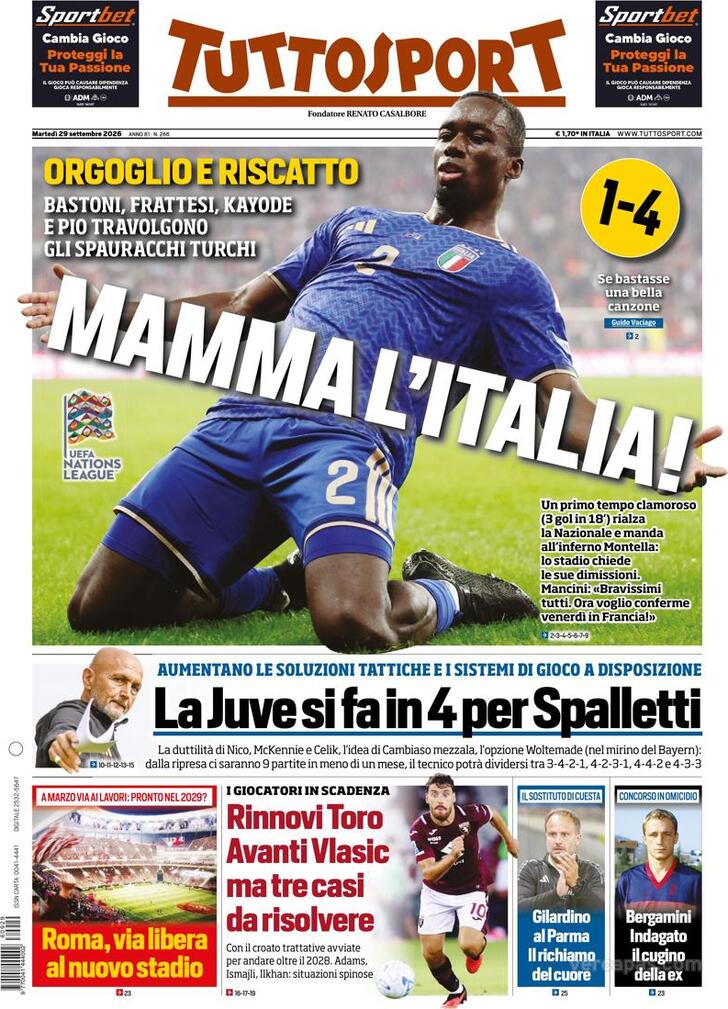Capa Tuttosport - 2026-09-29