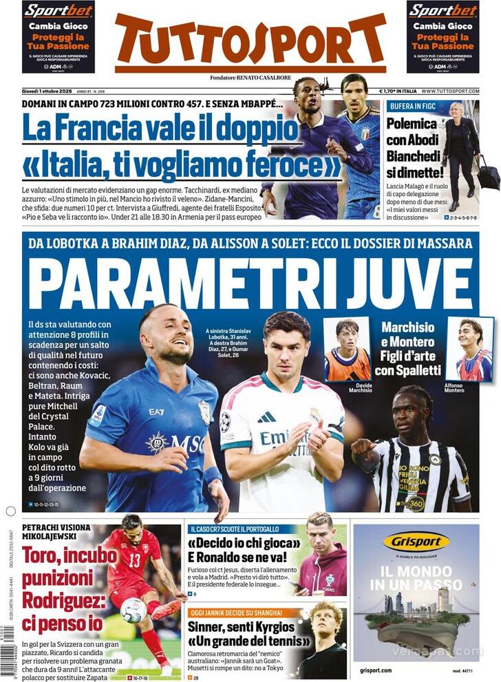 Capa Tuttosport - 2026-10-01