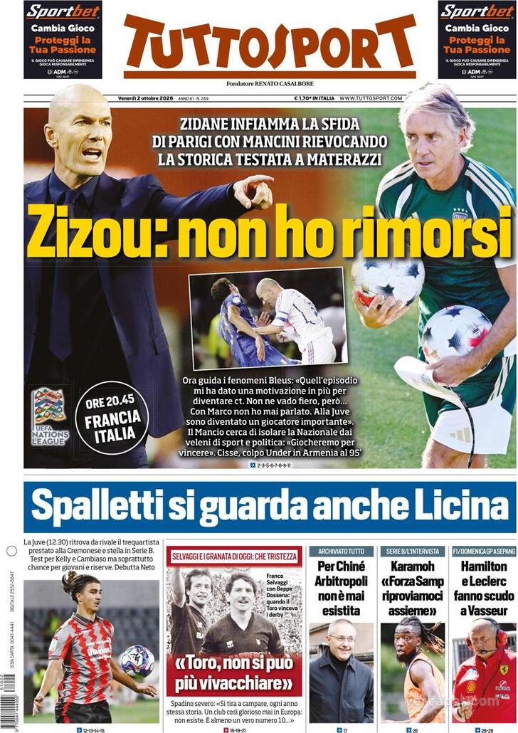 Capa Tuttosport - 2026-10-02