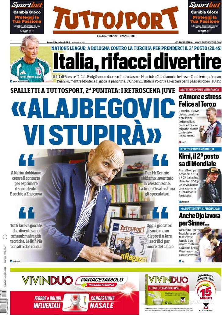 Capa Tuttosport - 2026-10-05