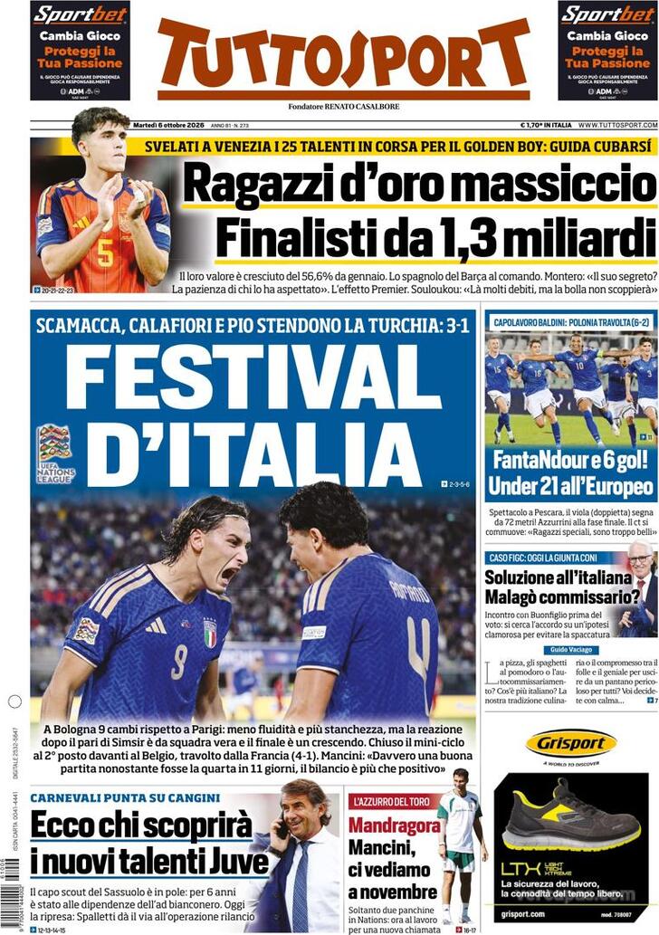Capa Tuttosport - 2026-10-06