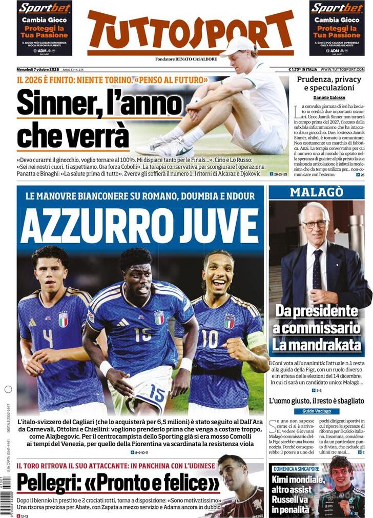 Capa Tuttosport - 2026-10-07