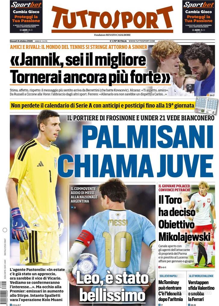 Capa Tuttosport - 2026-10-08