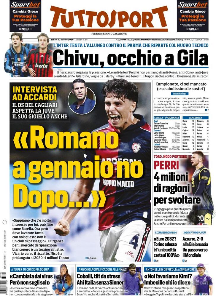 Capa Tuttosport - 2026-10-10
