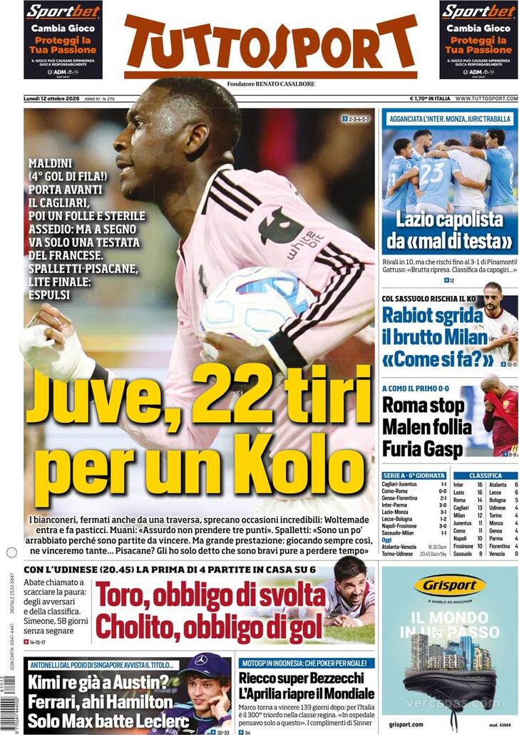 Capa Tuttosport - 2026-10-12