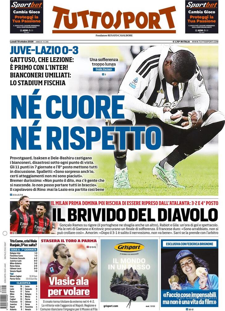 Capa Tuttosport - 2026-10-19
