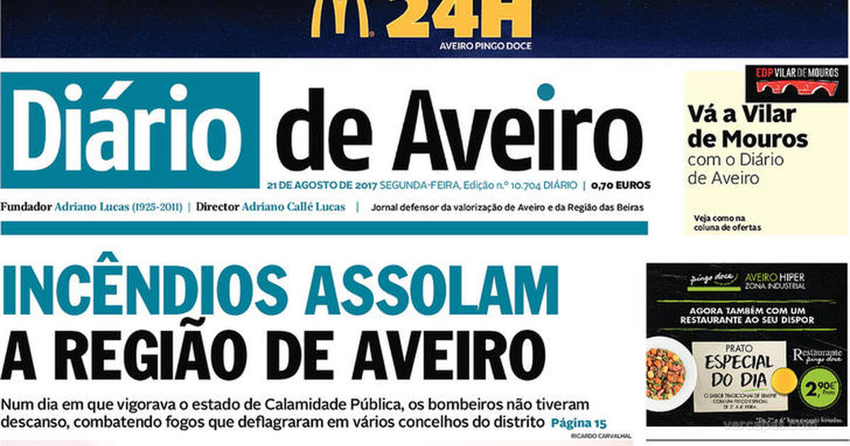 Capa - Diário de Aveiro de 2017-08-21